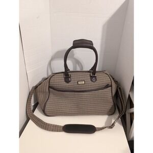 Vintage Chaps Houndstooth Leather Luggage/Weekender Bag‎